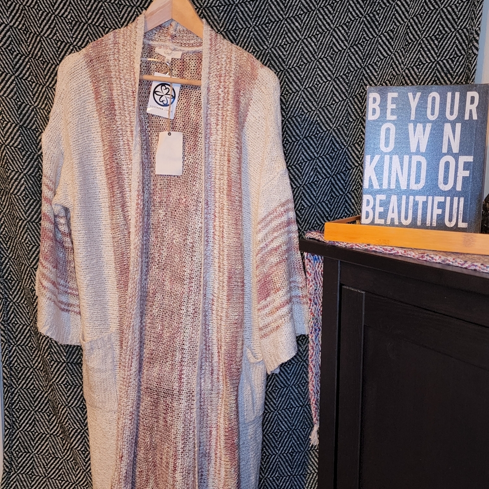 NWT - Easel Cream Knit Duster - Chasing Rings